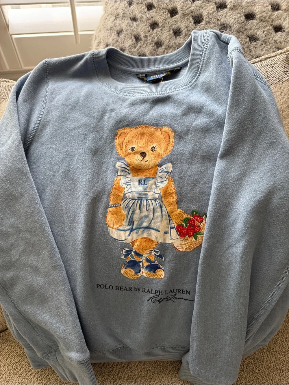 Ralph Lauren Light Blue Polo Bear Sweatshirt for Kids